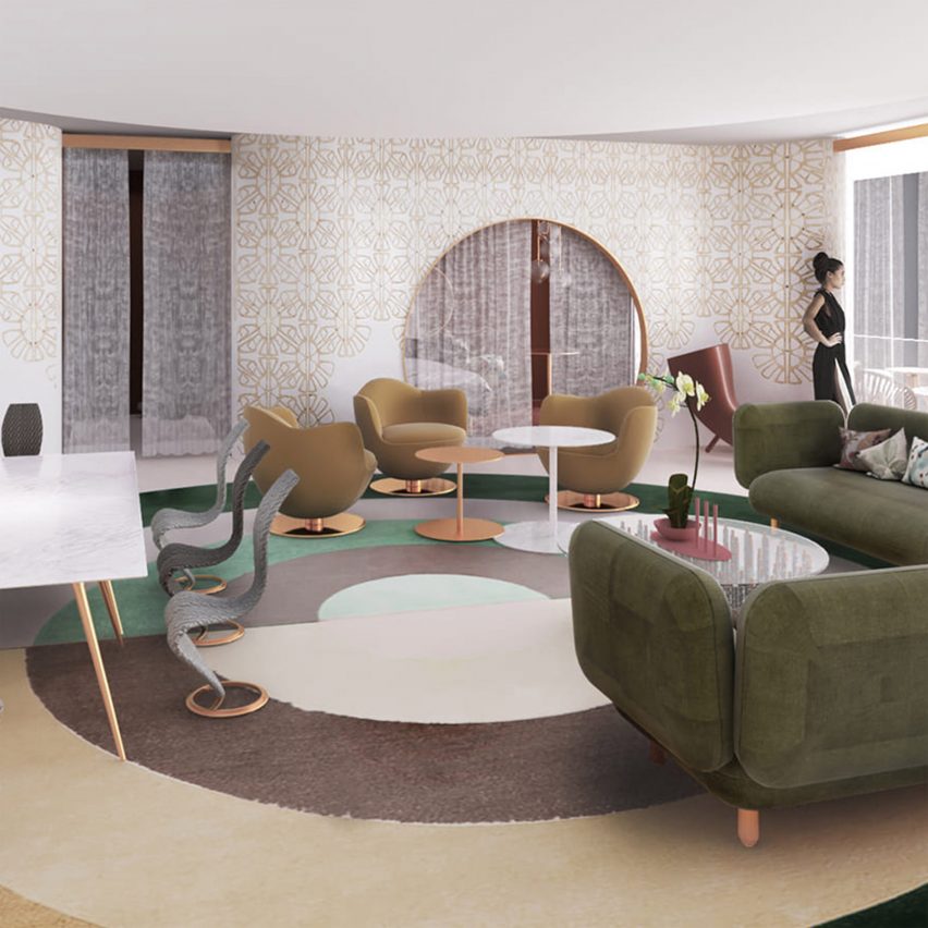Interior render of a living space by student at Istituto Marangoni