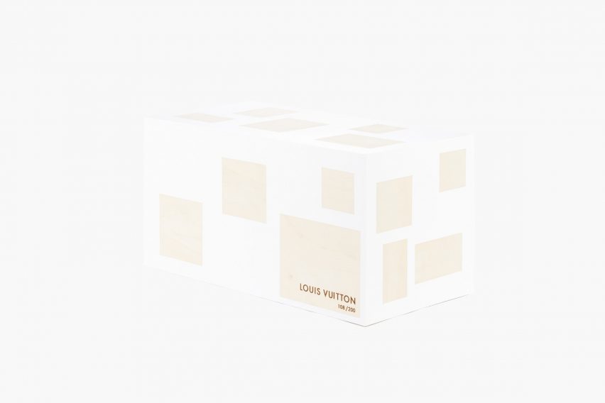 Sou Fujimoto's white trunk with beige squares for LV200