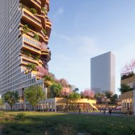 MVRDV designs green oasis enveloped by two towers with formal facades
