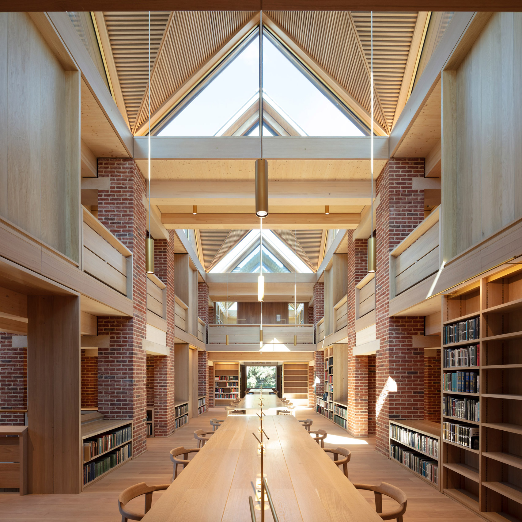 Interior of library with skylights