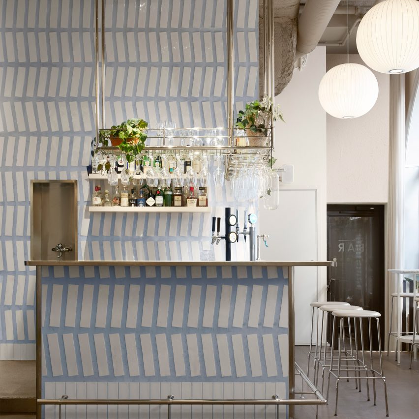 Bar area of Tysta Mari restaurant in Stockholm by Note Design Studio