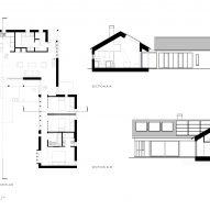Plan and sections of Clay Retreat in Hampshire by Pad Studio