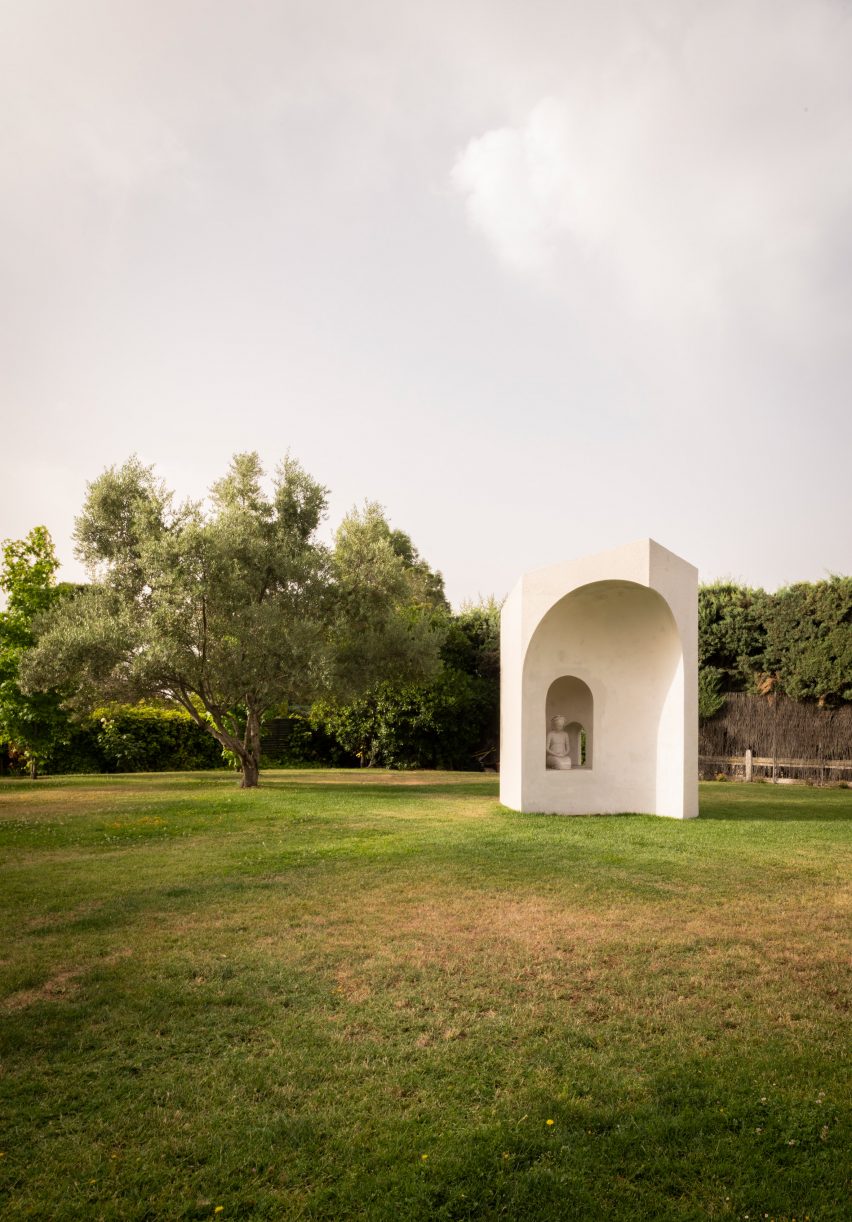 Concrete memorial in Spanish private garden 
