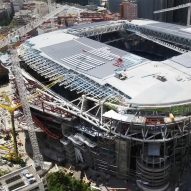 Video shows underground retractable pitch being constructed at Real Madrid stadium
