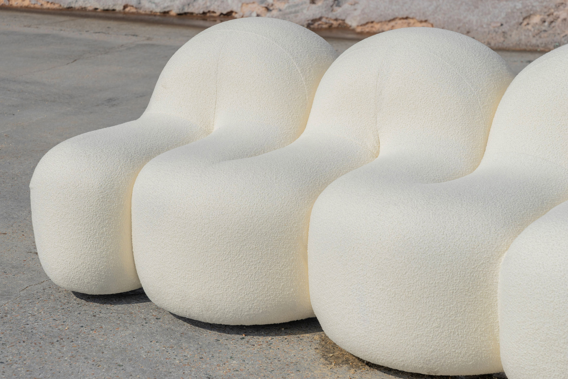 Detail of white rounded sofa