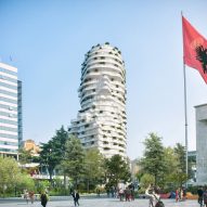 Face-like facade of Skanderbeg Building by MVRDV