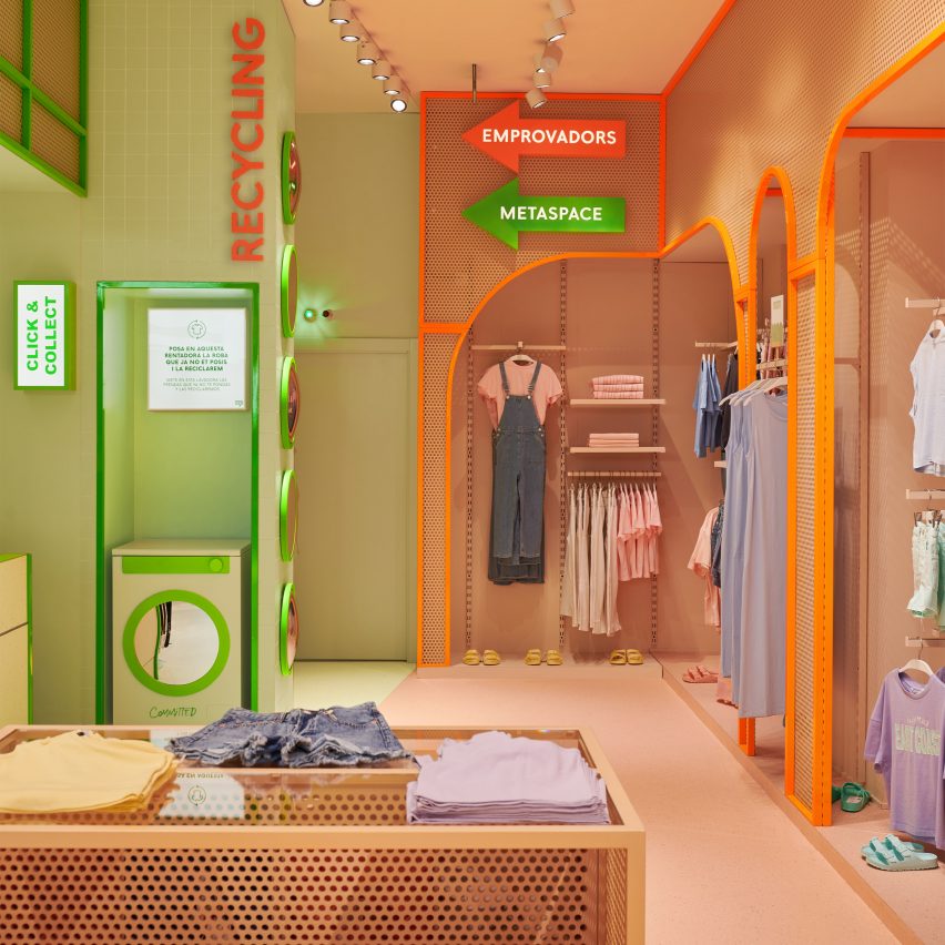 Orange and green shop interior of Mango Teen