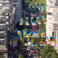 Morag Myerscough reveals colourful flags emblazoned with environmental message on Oxford Street