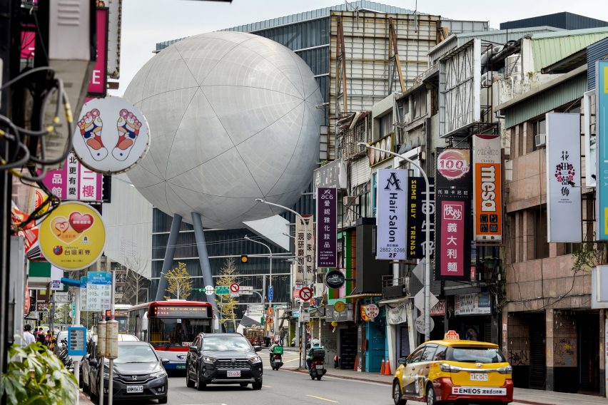 Streetscape in Taipei featuring the Globe Playhouse