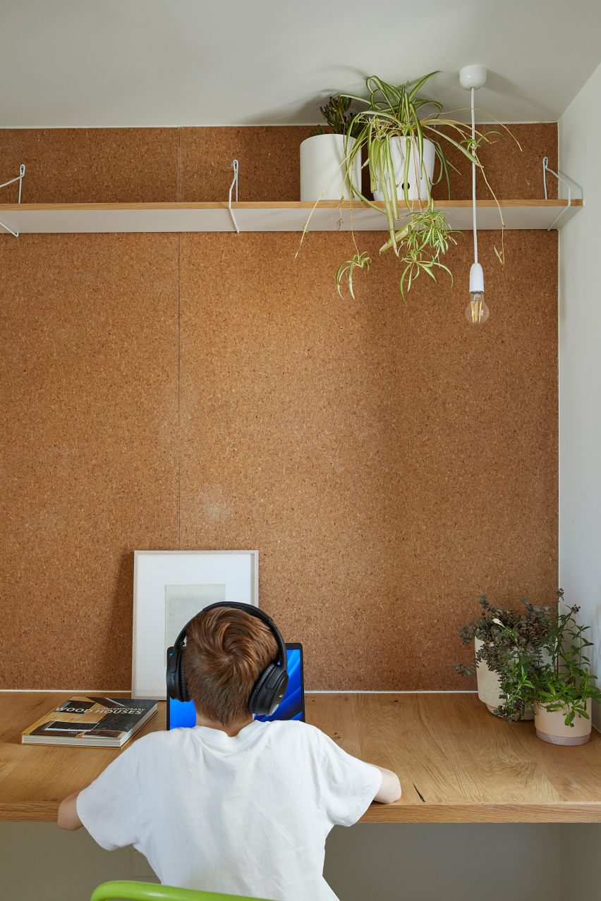 Study room with cork wall