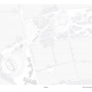 Site plan of the First Light Pavilion by Hassell at Jodrell Bank Observatory