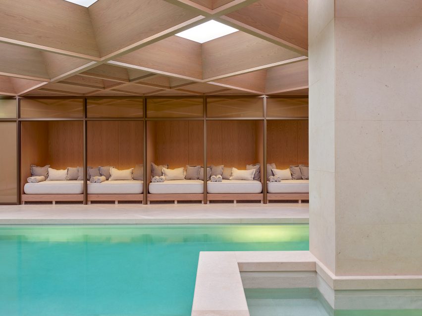 Pool and spa at The Londoner hotel by Yabu Pushelberg