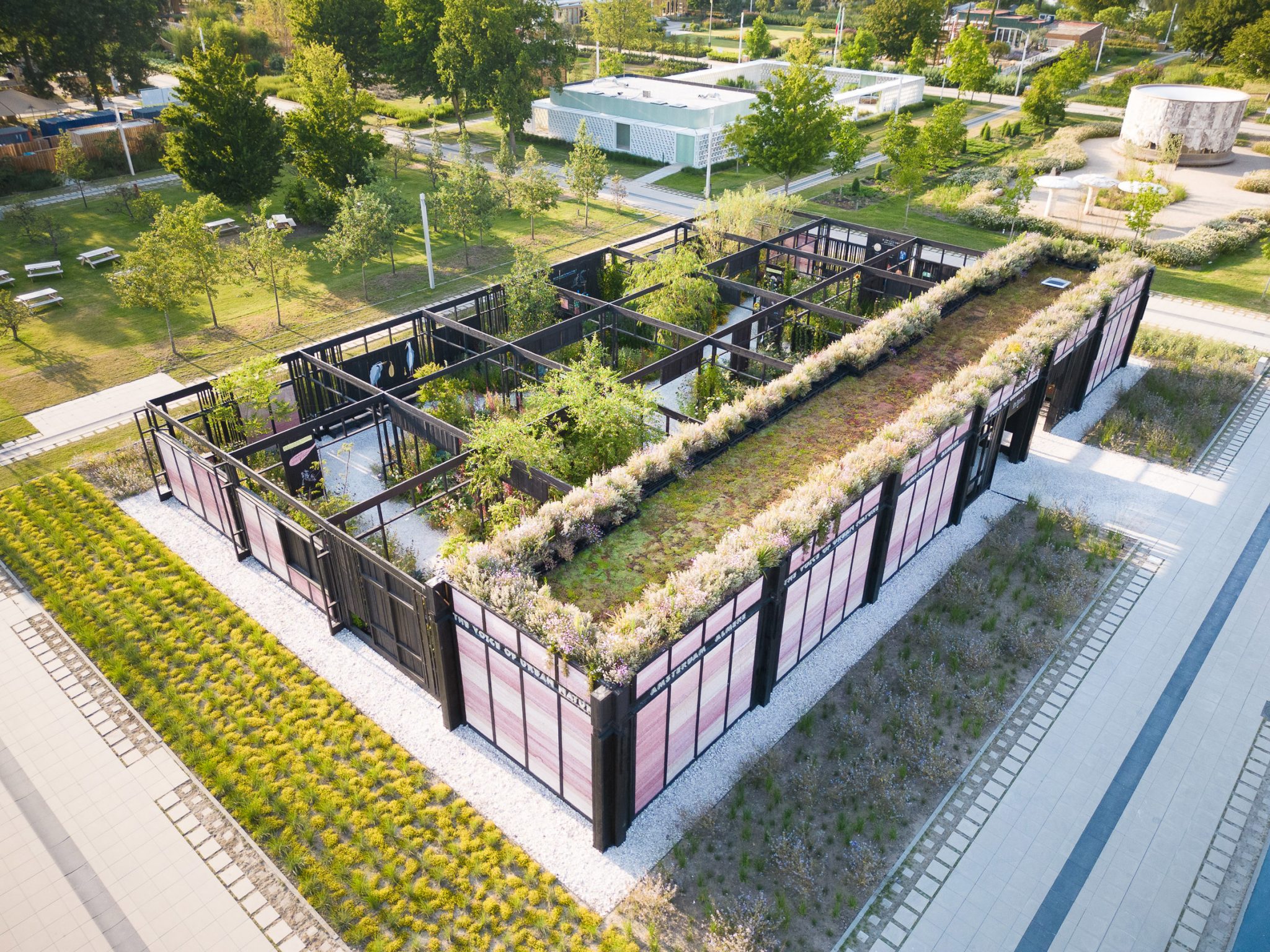 Pink hempcrete brightens demountable Floriade pavilion by Overtreders W ...