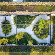 Aerial view of The Voice of Urban Nature pavilion at Floriade 2022 by Overtreders W