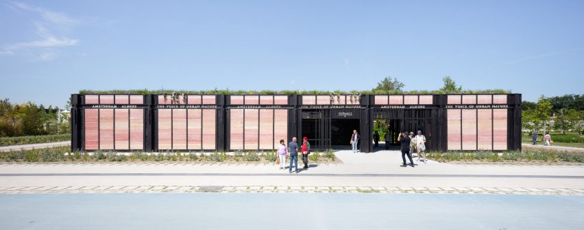 Exterior of hempcrete pavilion at Floriade 2022
