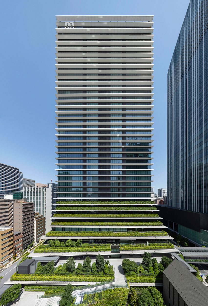 Plant-covered skyscraper in Tokyo