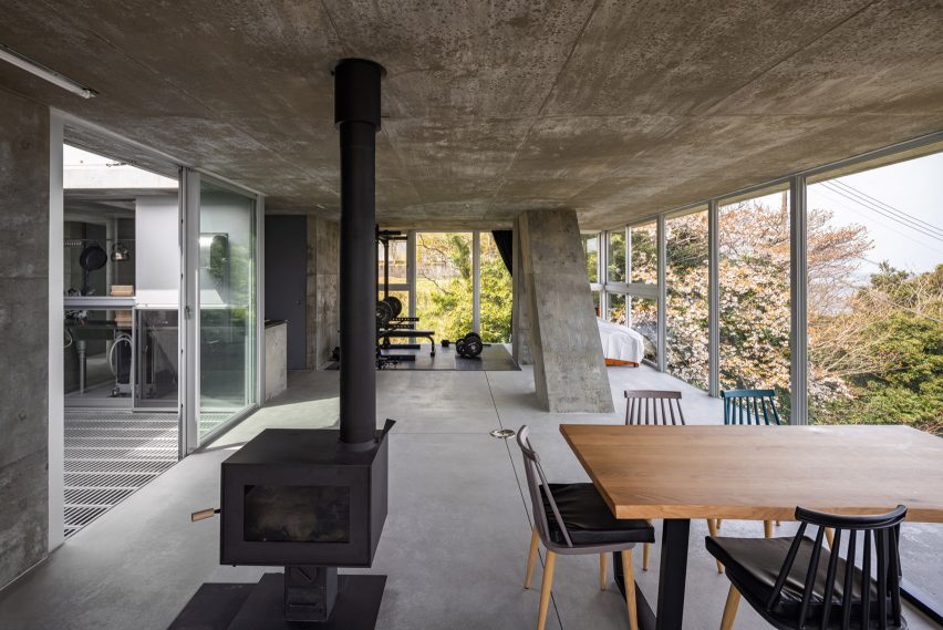 Living room with concrete surfaces