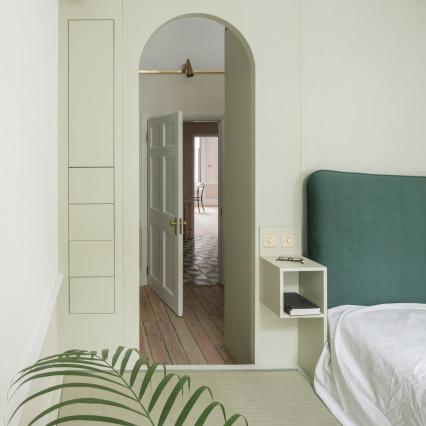 Green bedrooms interiors