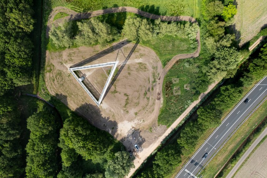 Aerial view of triangular viewpoint in Tilburg