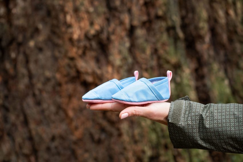 A pair of blue baby shoes