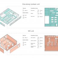 Drawing and plan of Revival which is a concept for a demountable and scalable school in Ukraine