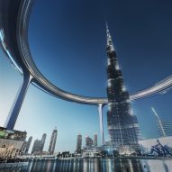 Dezeen Agenda newsletter features an elevated circular metropolis proposed for Dubai