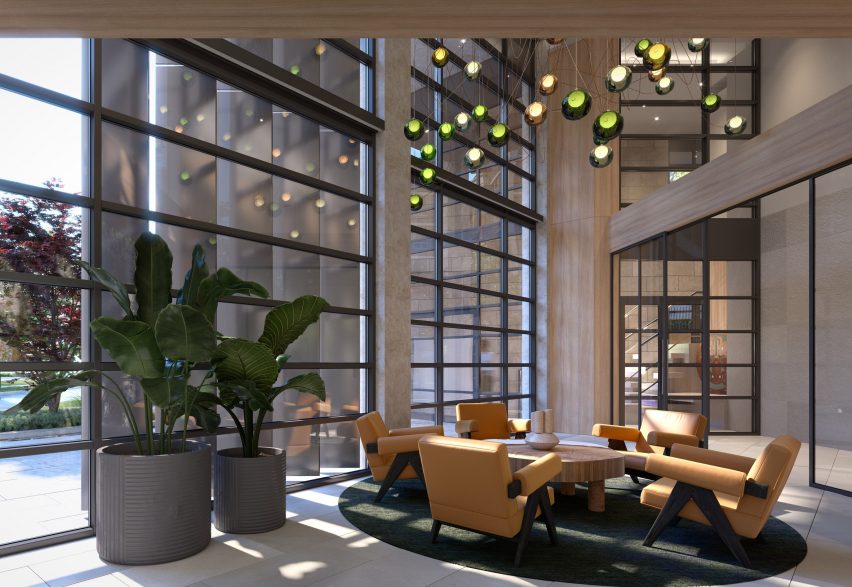The Lobby Lounge featuring green and white spherical lights
