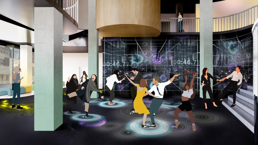 A digital illustration of people dancing together
