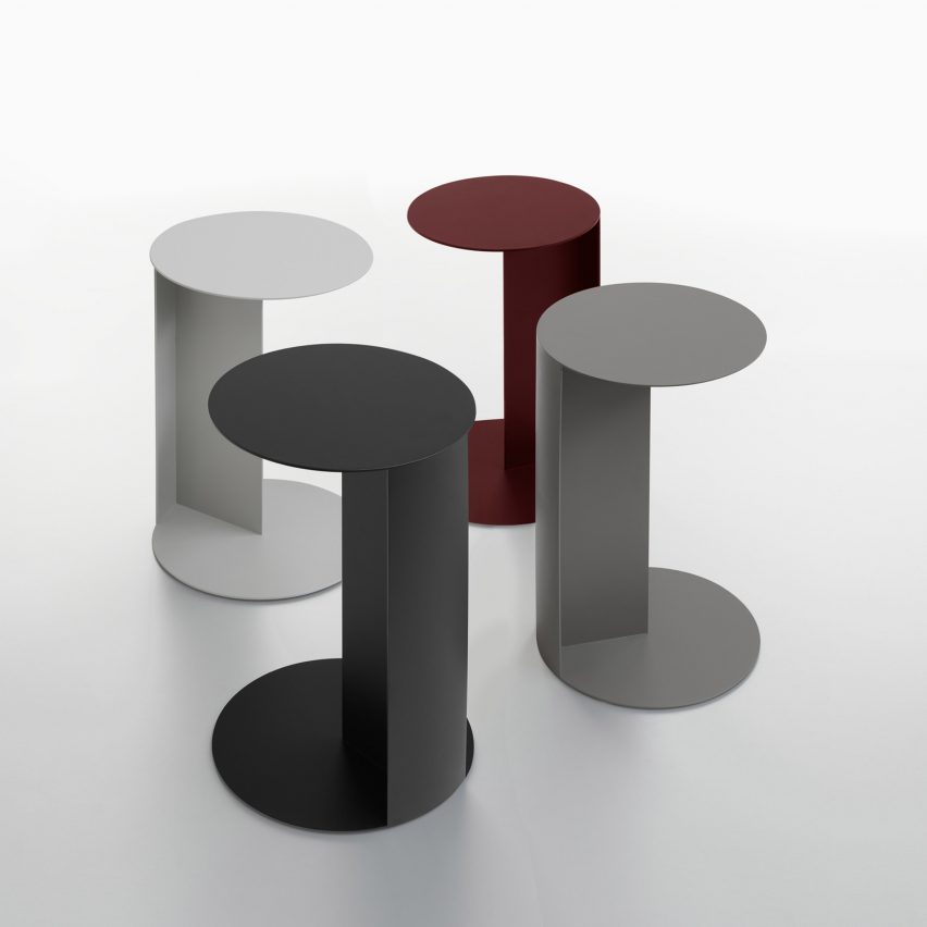Black, grey, white and red TO side tables by Plank