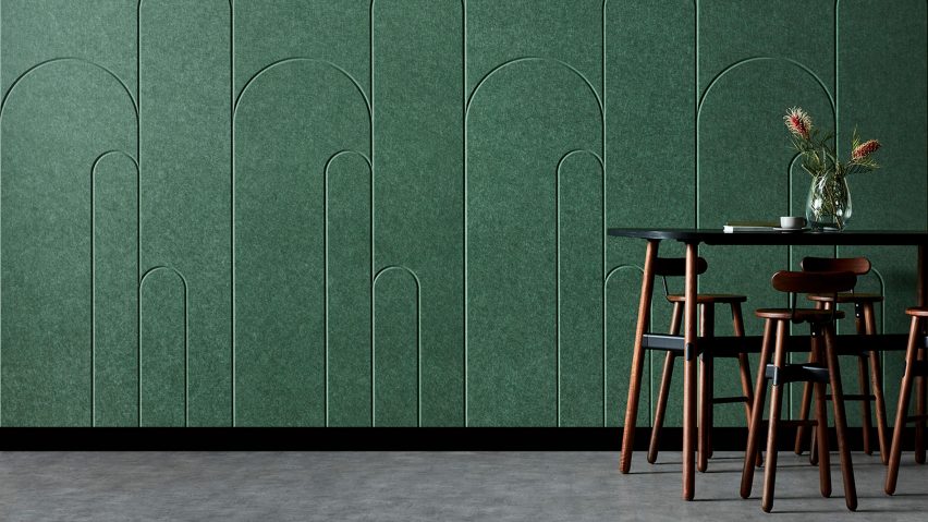 A green acoustic wall panel