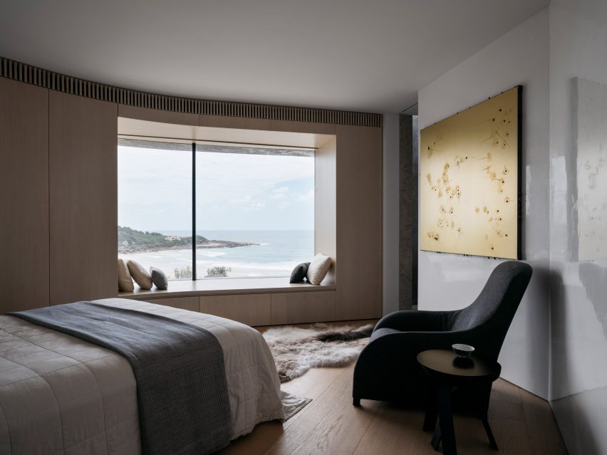 Interior image of a bedroom with coastal views at Matopos