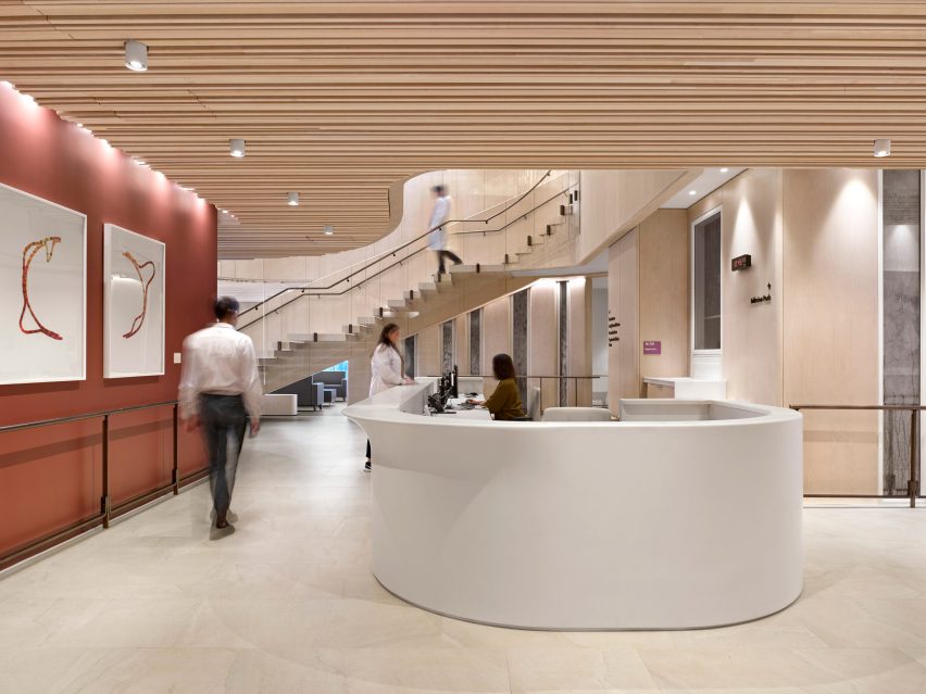 Entrance with curved reception desk
