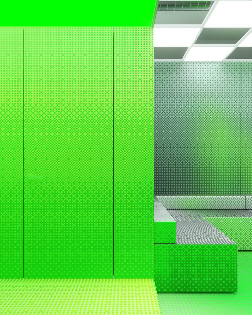 Green pixelated print