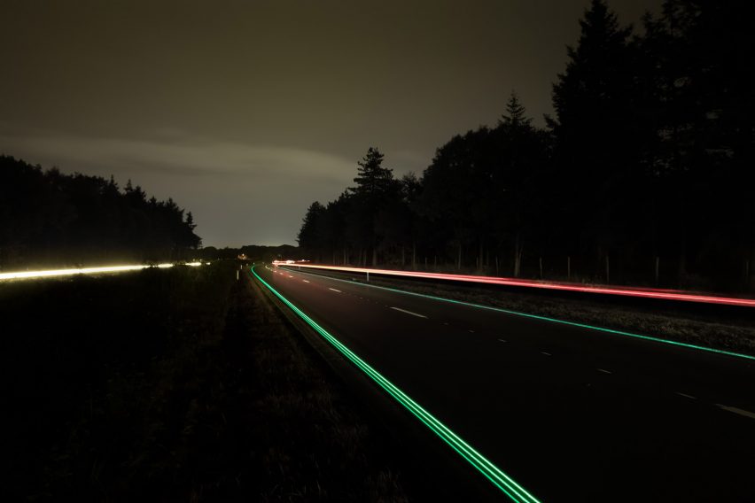 Traffic lines lit up in different colours