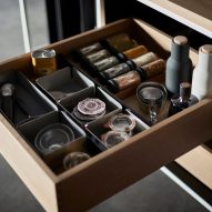 Detail of open drawer storage