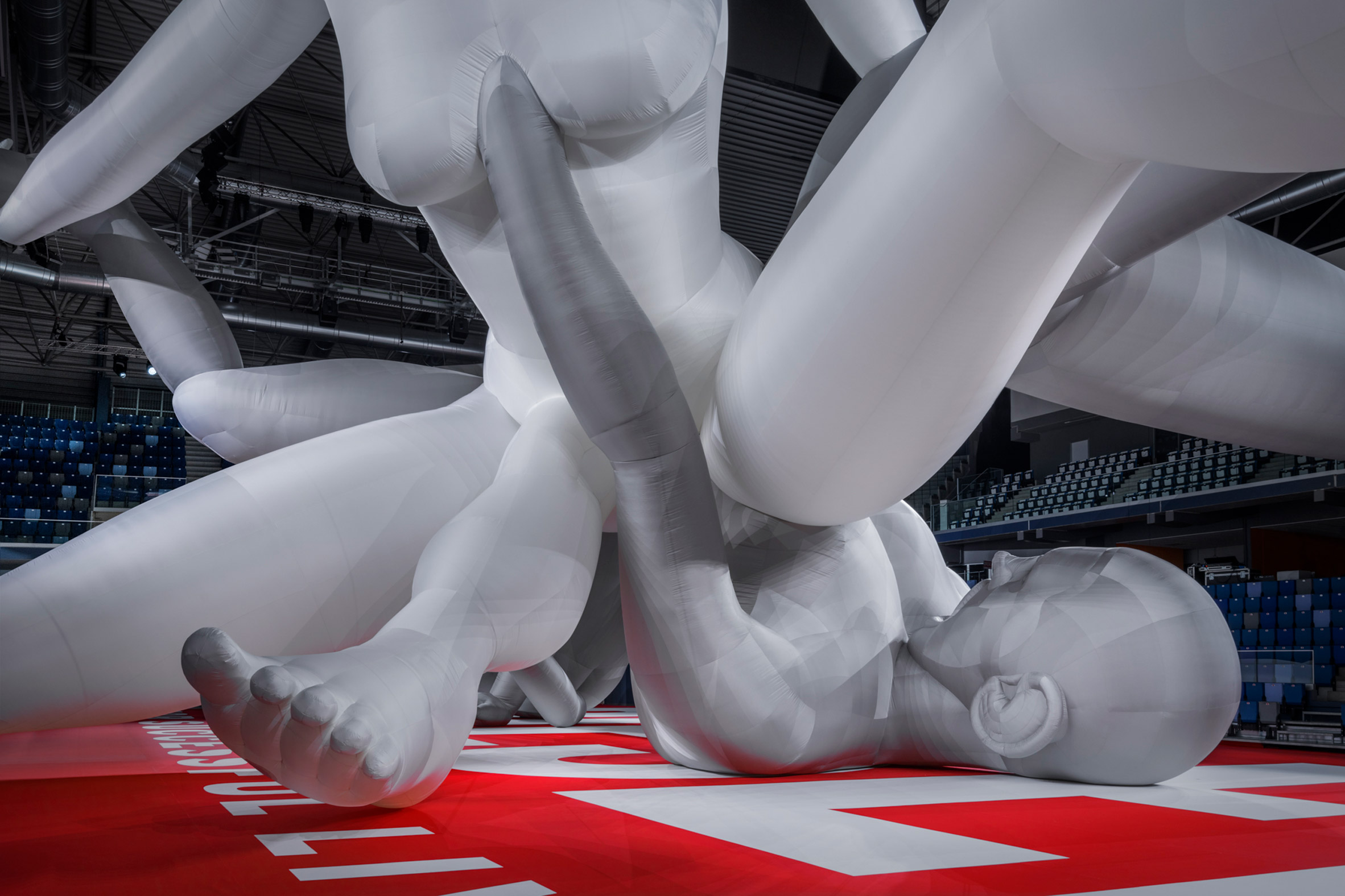 Image of inflatable bodies entangled at Diesel Spring Summer 2023
