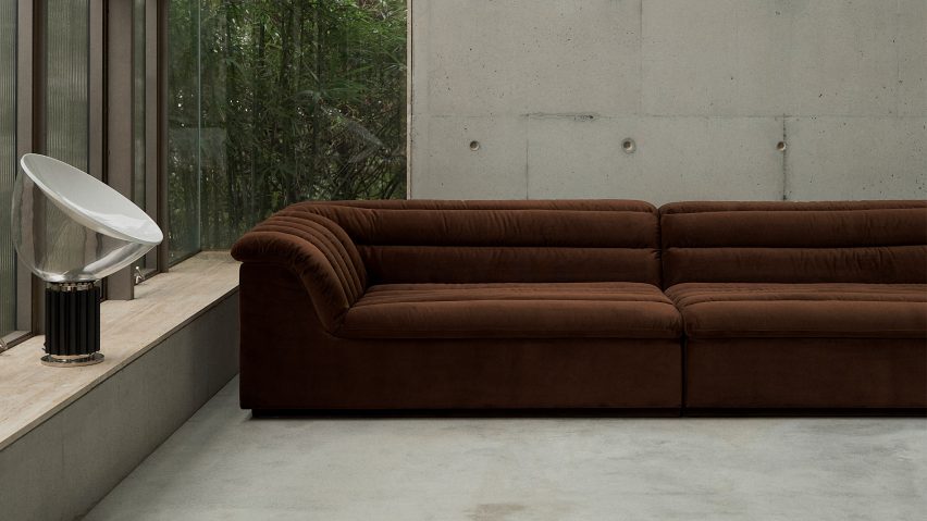 Float sofa by Sarah Ellison in a concrete interior
