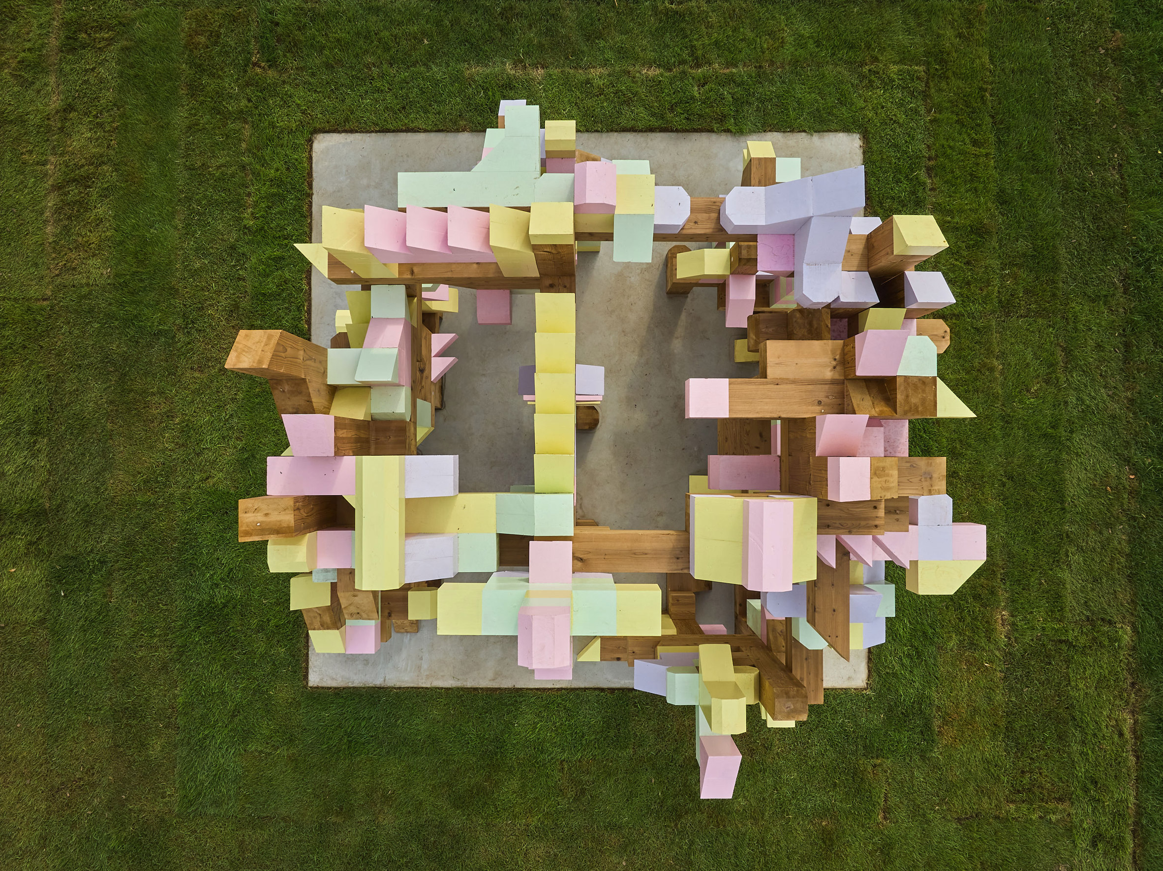 Aerial view of Fungible Non-Fungible Pavilion at Tallinn Architecture Biennale