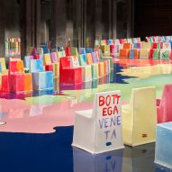 Gaetano Pesce creates swirling resin set for Bottega Veneta at Milan Fashion Week