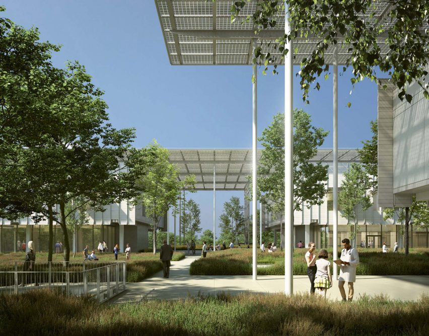 Render of a hospital in Komotini by Renzo Piano