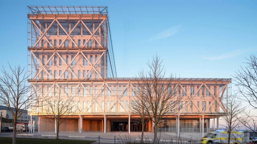 GRAAM Architecture wraps Burgundy office building in timber exoskeleton and "glass veil"