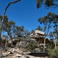 Exterior of Grampians Peaks Trail hiking shelter by Noxon Giffen and McGregor Coxall