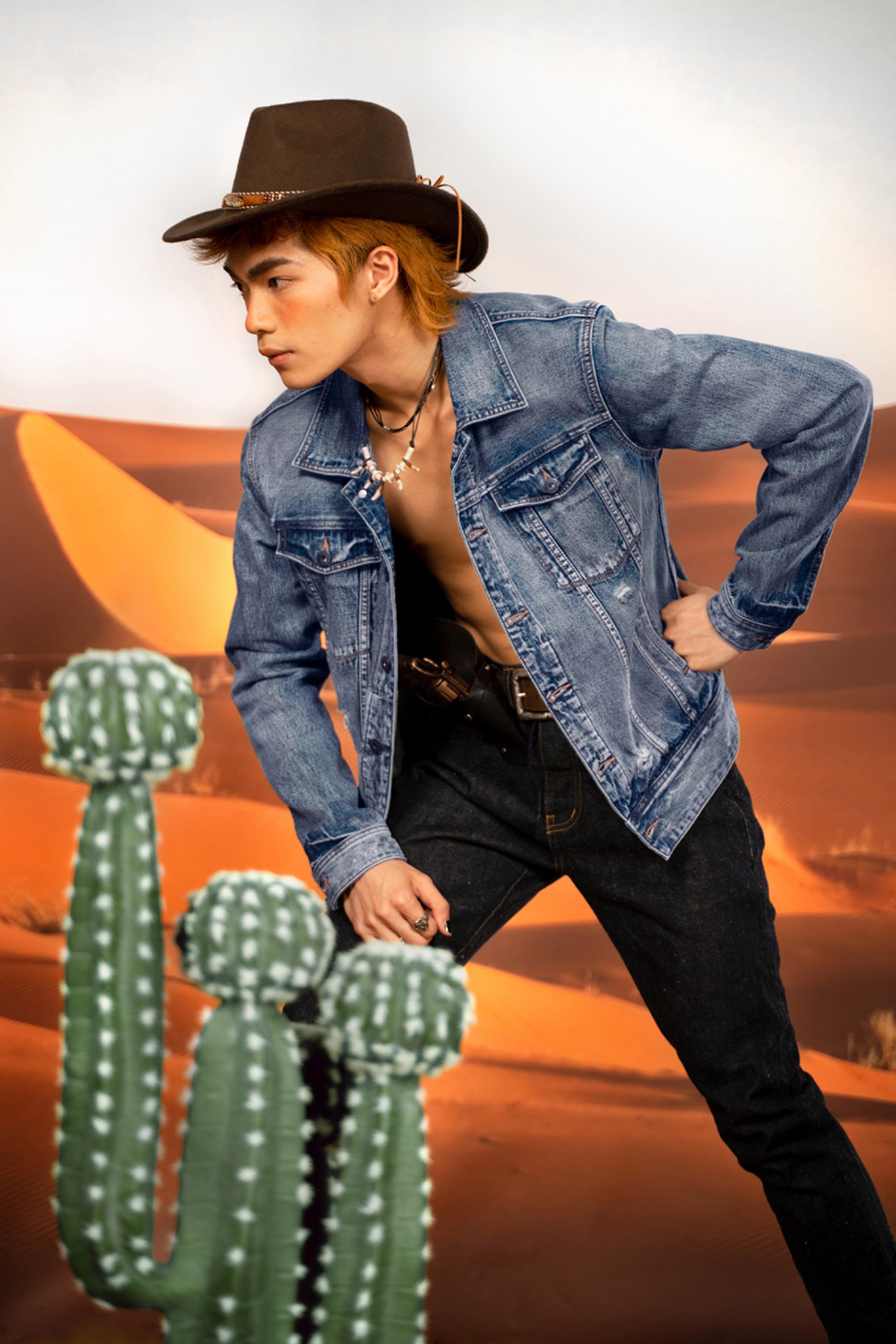 Photograph of cowboy in desert setting