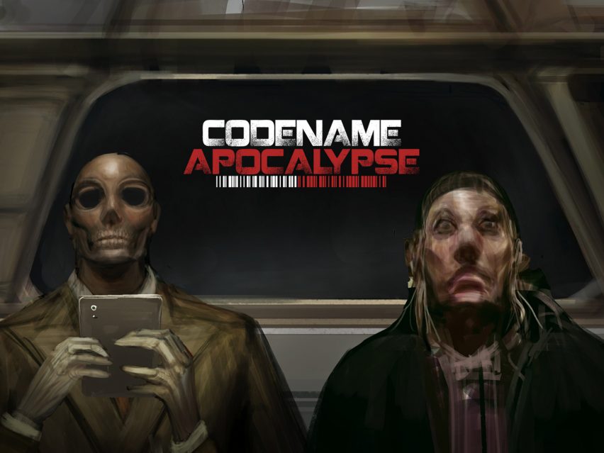 Two ghoulish characters sat next to each other with Codename Apocalypse text in the centre by student at Hong Kong Polytechnic University
