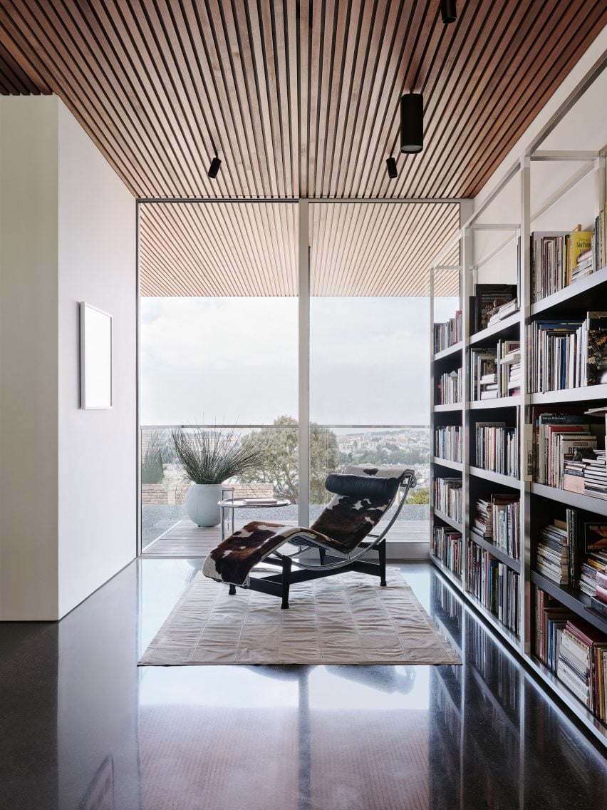 Modern home with Breuer chair and built-in bookshelf San Francisco
