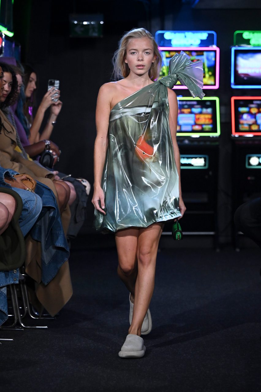 Image of a bag-shaped dress at JW Anderson Spring Summer 2023