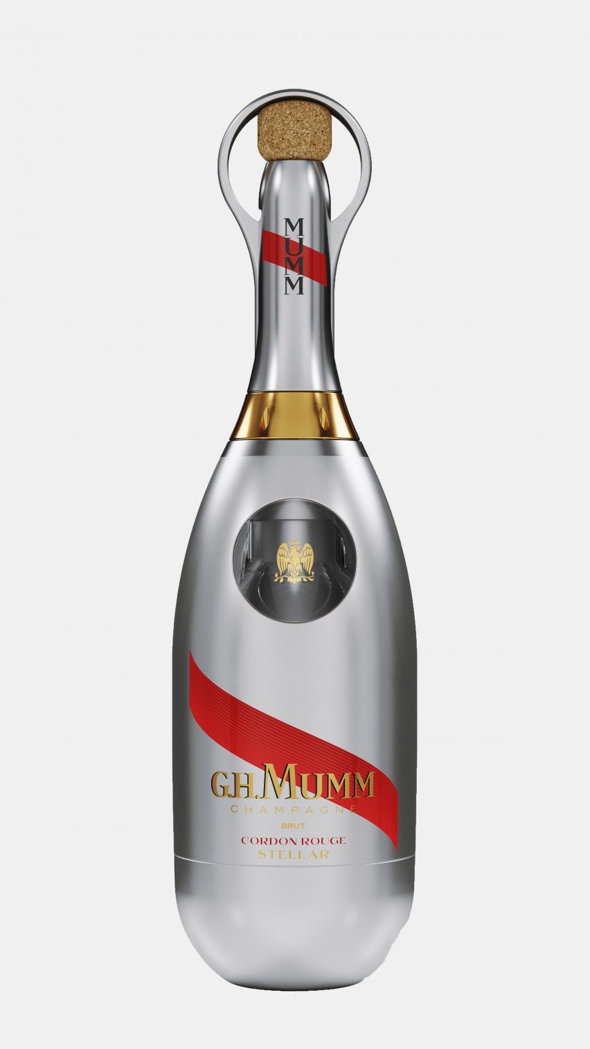 Silvery aluminium champagne bottle