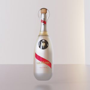 Champagne bottle designed to be used in space