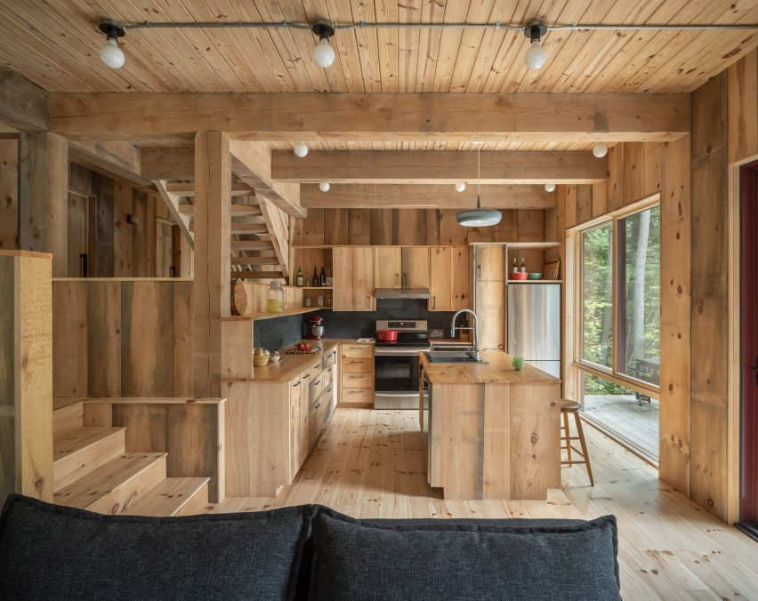Cedar interior Maine cabin