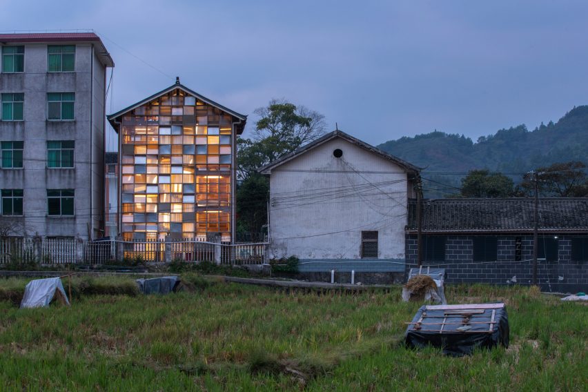 Exterior of library in rural China